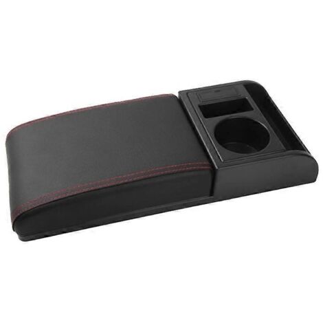 1. Coussin d'accoudoir pour boîte de rangement centrale SUV/Car, revêtement PU, porte-gobelet intégré, ligne rouge noire, forme droite (178 caractères)