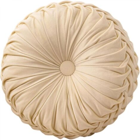 1 coussin de chaise rond beige de 35 cm de diamètre et 10 cm de hauteur. Coussin d'assise lavable en mousse à mémoire de forme.