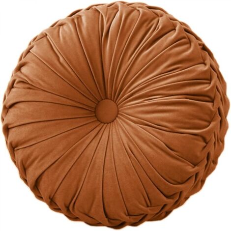 1 coussin de chaise rond marron de 38 cm de diamètre et 10 cm de hauteur. Coussin d'assise lavable en mousse à mémoire de forme.