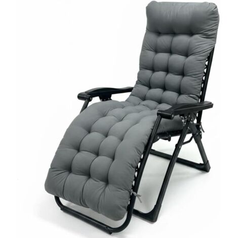 1 Coussin pour chaise longue, 170x53x8 cm, Bandes de réglage antidérapantes, Gris foncé, Jardin
