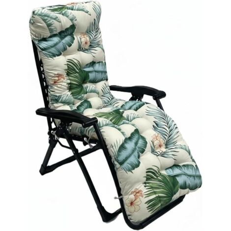 1 Coussin pour chaise longue, 170x53x8 cm, Motif hawaïen, Avec bande de réglage, Pour jardin et plage