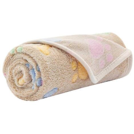1. Couverture pour chien en polaire douce, motif pattes, couvre-lit moelleux, coussin beige clair pour sommeil confortable (159 caractères)