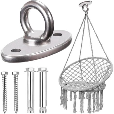 1 Crochet, Acier Inoxydable 304, Double Trou, Vis Incluses, Pour Poutres Bois Et Béton