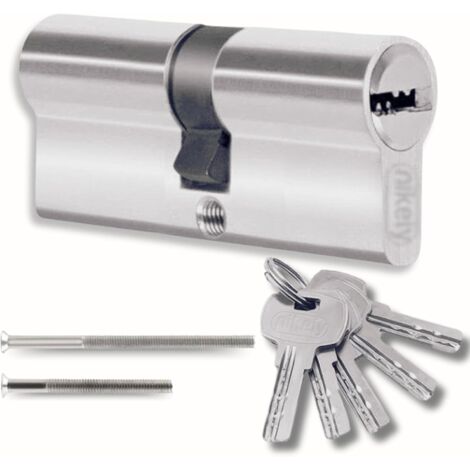 1 cylindre de serrure 40/40 mm, double cylindre, 5 clés réversibles, matériau antirouille, pour portes et garages