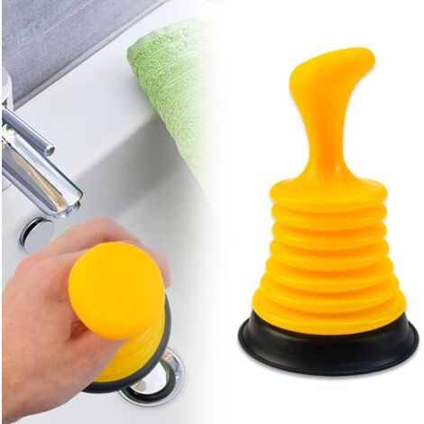 1 - Déboucheur Ventouse - Accessoire Plomberie - Grand Soufflet Puissant - Pour Évier Lavabo Baignoire Toilettes - Jaune - 25x10cm