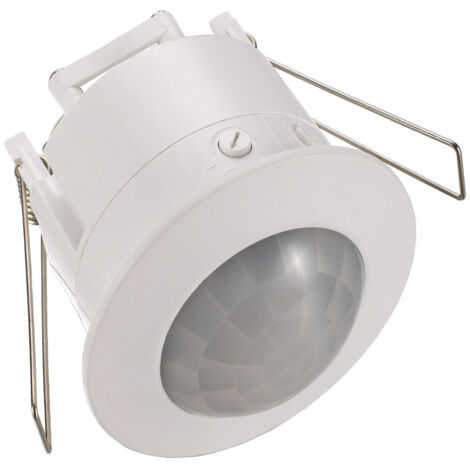 1 detector de movimiento infrarrojo para montaje empotrado en techo, control de iluminación interior, área de trabajo de 360°, alcance de 6 m, sensor de luz incorporado, color blanco.