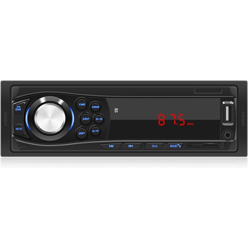 1 Din Bluetooth Car Stéréo Appels Mains Libres Autoradio Single DIN, USB, TF Carte, AUX Audio, FM avec télécommande