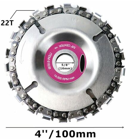 1 disco de cadena de afilado de 4 pulgadas, disco de talla de madera de mandril de 16mm para amoladora angular y sierra Circular