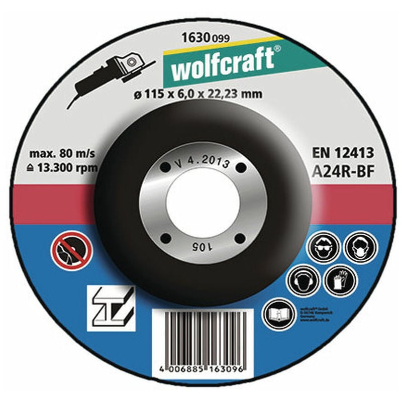 

WOLFCRAFT Disco de desbaste ø 115 x 6,0 x 22,23mm. 1630099 wolfcraft