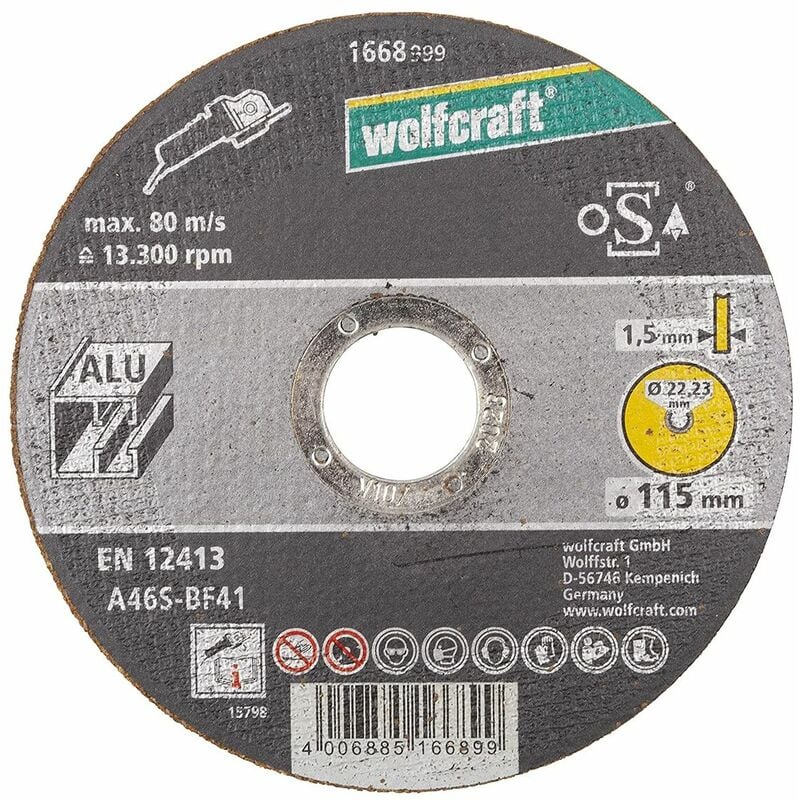 

Disco de corte para aluminio ø 115 x 1,5 x 22,23mm. 1668999 - Wolfcraft