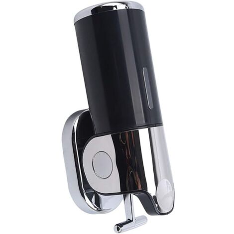 1 Dispenser di sapone a parete con staffa per gel doccia, shampoo, sapone liquido, detergente, nero, 24x12x8 cm/450 ml