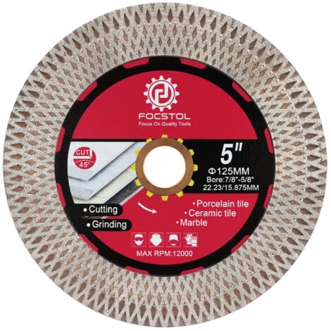 1 - Disque Diamant - Lame Scie - Double Face X Mesh - Coupe Porcelaine Céramique Marbre Granit - Usage Sec Humide - Noir - 125x22,23mm