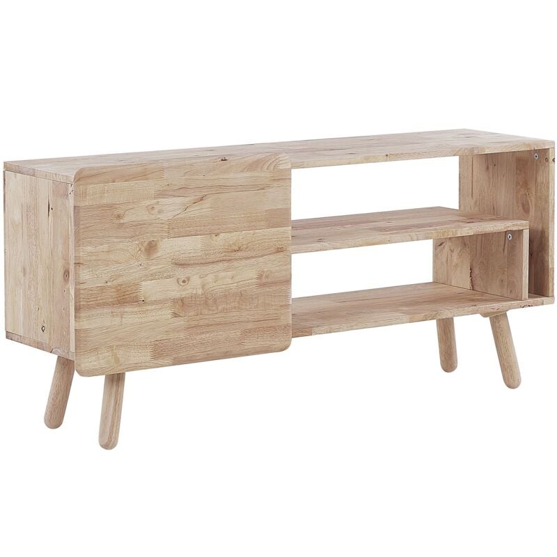 Beliani - 1 Door tv Stand Rubberwood Lowboard Storage Light Wood Westfield