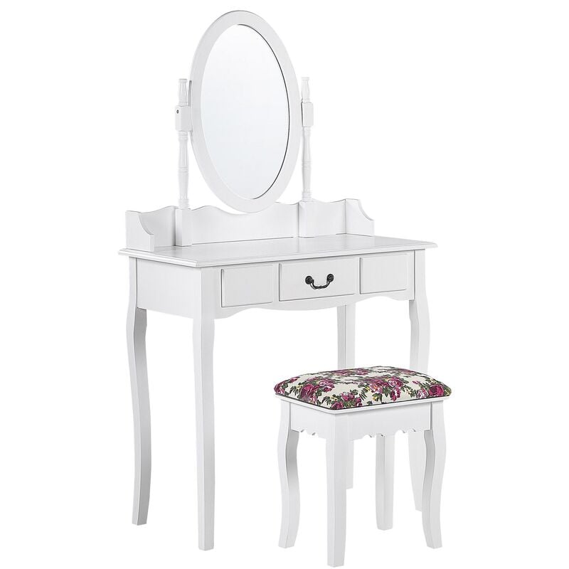 Retro Style Decorative Drawer Rustic Countryside Dressing Table White Soleil