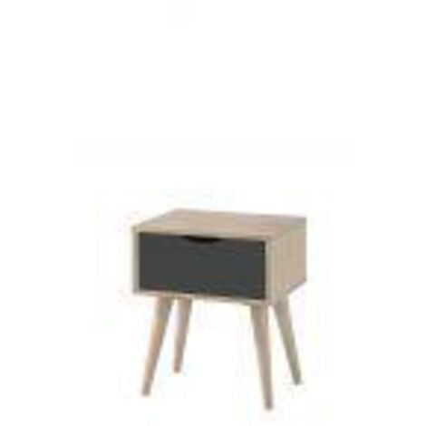 1 Drawer Lamp Table Scandinavian Style Sonoma Oak & Dark Grey Wood Dark Grey