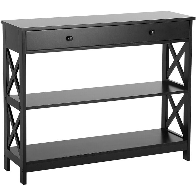 Modern 1 Drawer Sideboard Black with Shelves Storage Living Room Montgomery