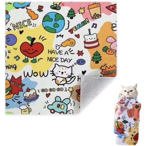 1 écharpe pour chat pour couper les griffes, sac de toilettage pour chat, écharpe pour chat pour couper les ongles, auto-adhésive, anti-morsure, nettoie vos oreilles, outil multifonction pour