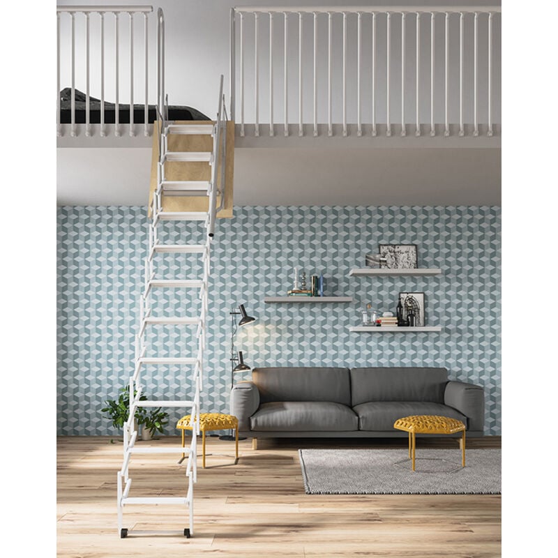 Matisère - Echelle de meunier accordéon pour mezzanine blanche avec 2 main courantes - palco/a/b