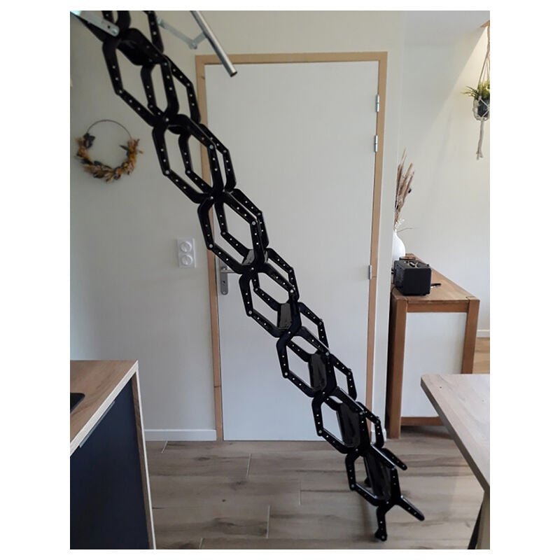 Matisère - Echelle de meunier accordéon pour mezzanine noire avec 2 main courantes - PALCO/A/N/2M