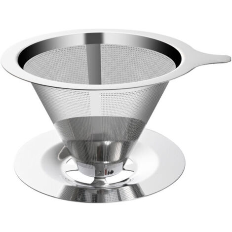 1 Edelstahl-Kaffeefilter, wiederverwendbarer Kaffeefilter für die Zubereitung einer einzelnen Tasse, Kaffeesieb (14,5 x 10,5 x 9 cm)