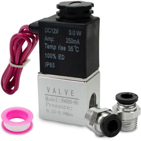 1 électrovanne électropneumatique,2 voies 2 positions,bsp 1/8,dc12v,0.15-0.8mpa,usage industriel