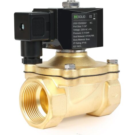 1 électrovanne laiton g 1 1/4" 220v ac nc 10 bar, vanne électrique eau air diesel pour maison commerce