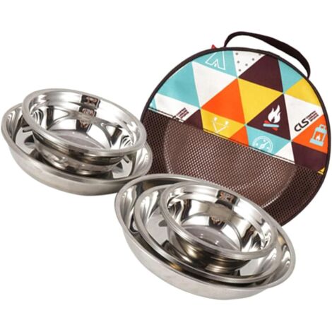 Couverts De Camping 4 En 1 Pliants En Acier Inoxydable - Fourchette, Cuillère, Couteau, Baguette - Pochette De Transport