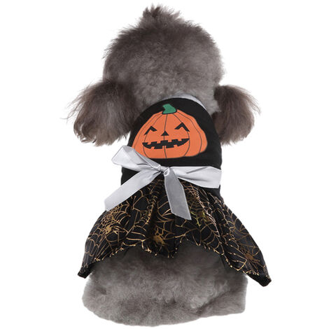 1 ensemble citrouille toile d'araignée Halloween fournitures pour animaux de compagnie chien vêtements sorcière robe chien Costume chauve-souris robe noël jour-M