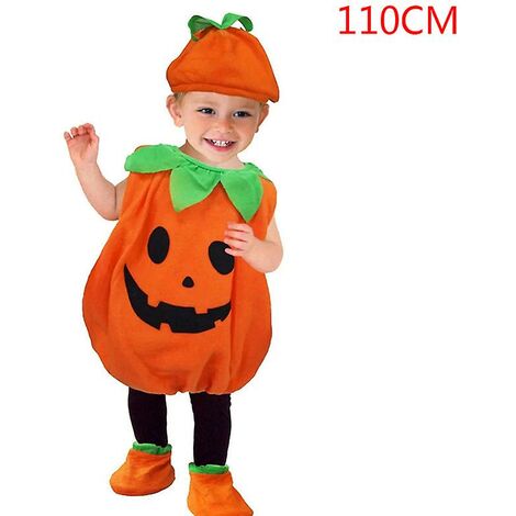 1 ensemble Costume d'Halloween bébé citrouille barboteuse body avec chapeau chaussures combinaison tenue