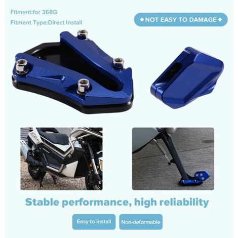 1 ensemble. Couleur : Bleu. Matériau : Métal. Béquille latérale pour moto, pédales, tapis de sol extra-large pour moto, petite béquille.