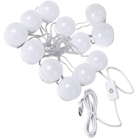 1 ensemble d'ampoules devant le miroir, lumière LED pour miroir de maquillage, lumières LED pour miroir, ampoule USB, ampoules LED pour miroir de maquillage, coiffeuse, phare blanc