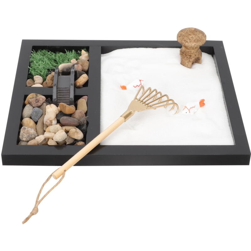 Feiyue - 1 ensemble de bac à sable zen pour bureau, ornement de table pour bac à sable de style zen pour la maison