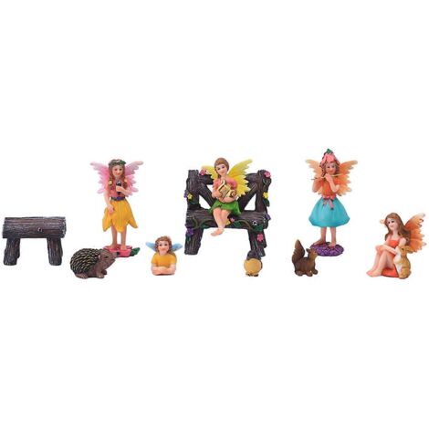 1. Ensemble de figurines de fée résine pour jardin miniature : statue d'ange, fille, écureuil, lapin, décoration intérieure/extérieure pour maison de poupée, cadeau pour filles.