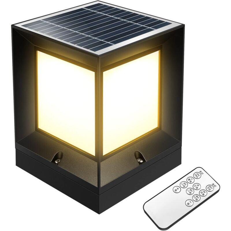 1 ensemble de lampes solaires LED Stigma pour jardin, poteau de clôture, colonne solaire, lampadaire tricolore en ABS