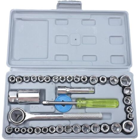 1 Ensemble Jeu de Outils Réparation Clé à Cliquet Douilles pour Mécanique Automobiles Kit Entretien Maintenance -