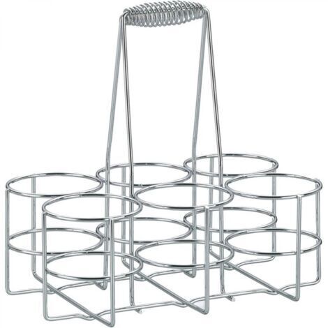 1 ensemble, panier à bouteilles en métal chromé 22,5 x 15 x 28 cm, diamètre intérieur de l'anneau 6,8 x hauteur 10 cm, peut contenir 6 bouteilles de bière