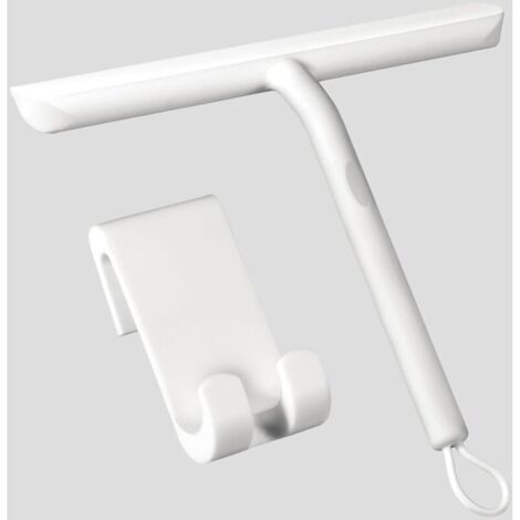 1 ensemble Raclette Douche, Raclette de Douche Nettoyage sans Traces pour Porte en Verre,Raclette Salle de Bain avec Support-21cm Blanc,Raclette Silicone pour Porte de Douche,Vitre de Voiture,