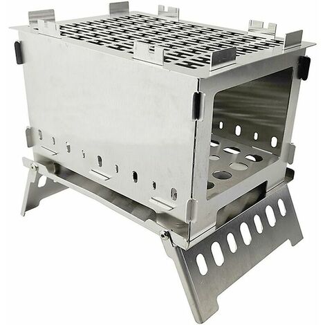 1 ensemble réchaud de camping four en acier inoxydable portable barbecue à bois
