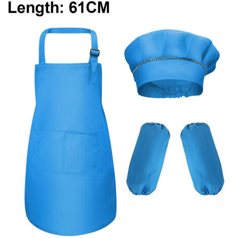 1 ensemble tablier et chapeau pour enfants et manches, tablier de chef pour enfants pour la cuisine, la pâtisserie