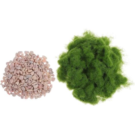 1 Ensemble Tapis de Gazon Artificiel avec Poudre et Pierre de Gazon Factice
