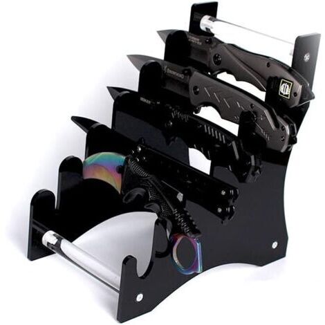1 espositore per coltelli in acrilico a 6 livelli - Supporto per riporre mini coltelli EDC grezzi