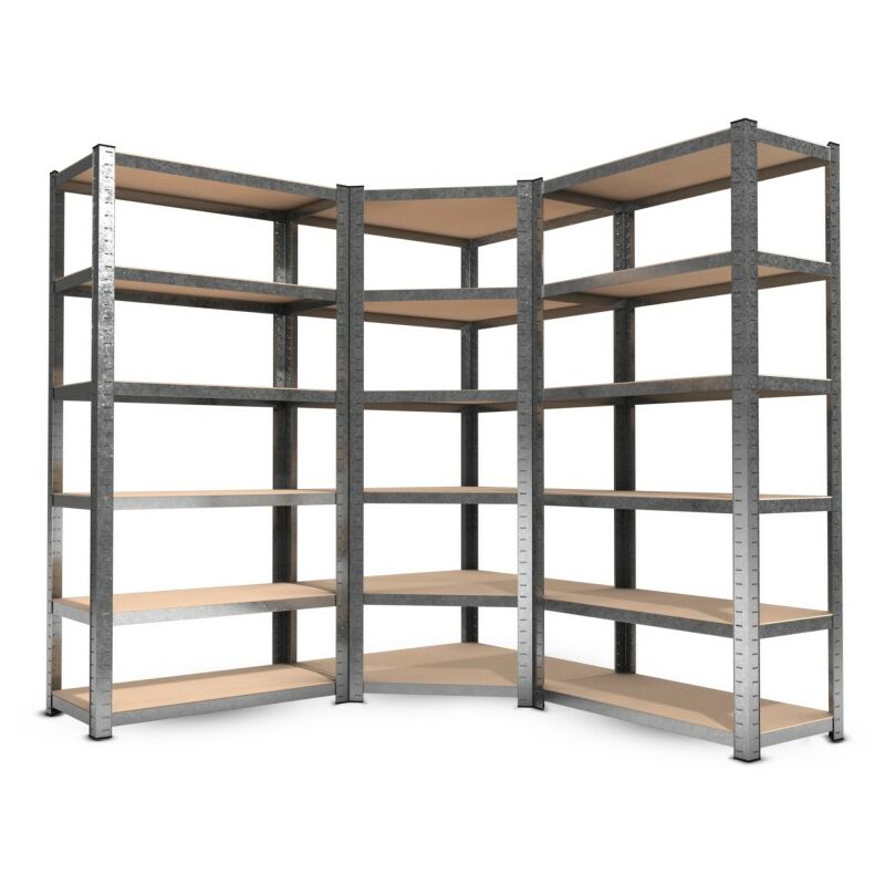 

Eurospen - 1 Estantería de ángulo + 2 estanterías de almacenanamiento versátil de metal - Carga pesada - Gris