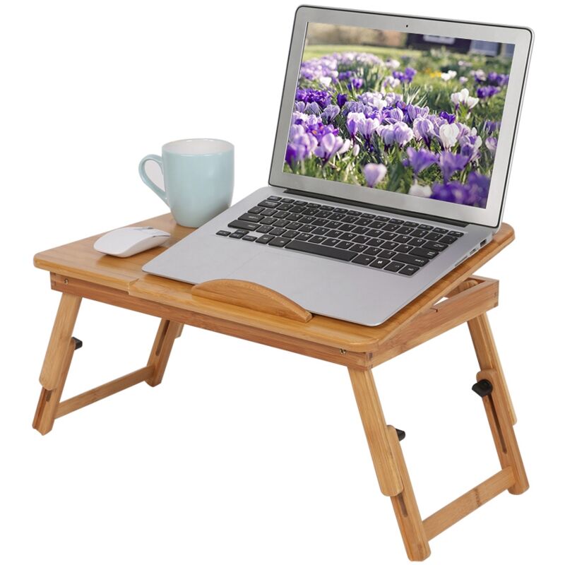 Sevengirl - 1 étagère réglable en bambou pour lit de dortoir, bureau pour genoux, support de plateau de lecture portable