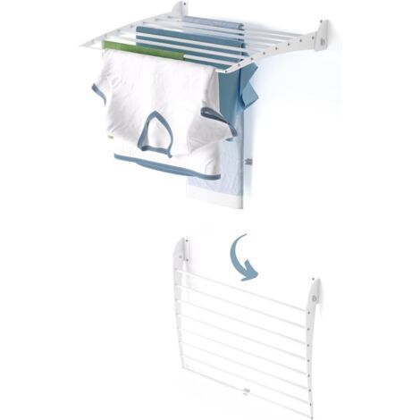 1 Étendoir à linge mural, Extensible vertical, Pliable aluminium et acier, Intérieur extérieur, 62x50x50 cm