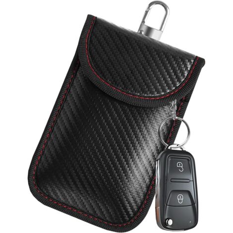1 Étui Anti RFID Clé Voiture, Fibre De Carbone, Double Couche, Protection Signal, Transport Quotidien