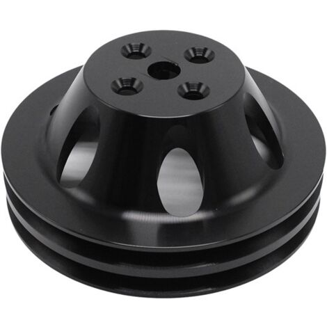 1 Farbe: Schwarz Material: Aluminiumlegierung Doppelrillen-Wasserpumpenriemenscheibe Kurze Wasserpumpenriemenscheibe BBC