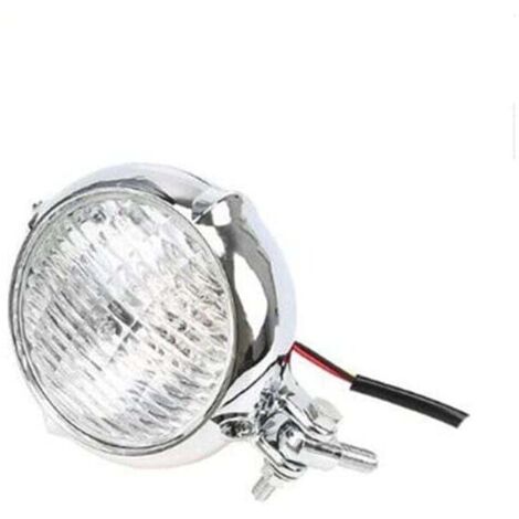 1 faro eléctrico retro para motocicleta (vidrio blanco galvanizado), de 3,5", vintage.