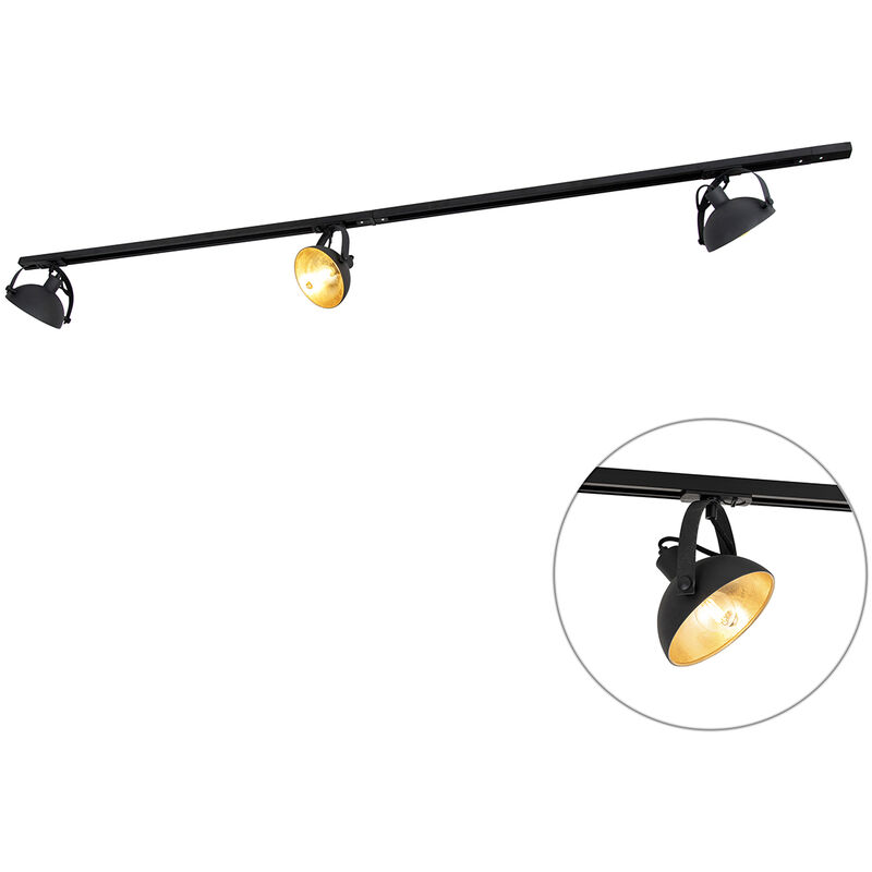 Qazqa 1-phase Track Lighting With 3 Adjustable Black Spotlights - Magnax