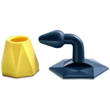 1 fermaporta silenzioso in gel di silice antiurto, senza foratura, morsetto per porta nascosto, fermaporta a pavimento, fermaporta senza chiodi, fermaporta per parete del bagno (blu e giallo)