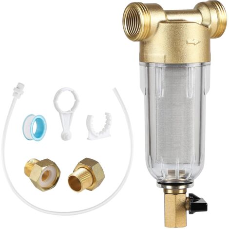 1 Filtre à Sédiments, Laiton, Acier Inoxydable 316L, Transparent, Pour Tuyau Puits 3/4"